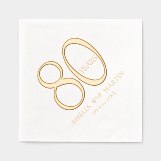 80 jaar 80ste huwelijksverjaardag naam en data folie servetten (Voorkant)