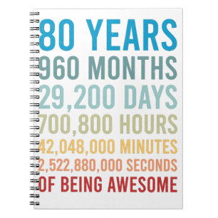 80 jaar 960 maanden 29200 dagen Geweldige geboorte Notitieboek