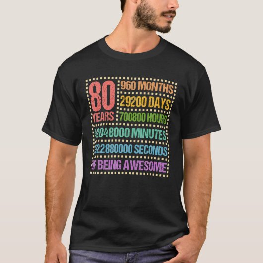 80 jaar 960 maanden Geweldige 80 dagen T-shirt (Voorkant)