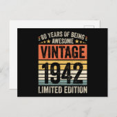 80 Jaar Awesome Retro 1942 Briefkaart (Voorkant / Achterkant)