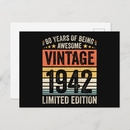 80 Jaar Awesome Retro 1942 Briefkaart (Voorkant / Achterkant)