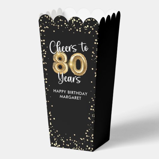 80 jaar Black Gold Confetti Verjaardag Bedankdoosjes (Voorkant)
