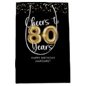80 jaar Black Gold Confetti Verjaardag Medium Cadeauzakje (Voorkant)