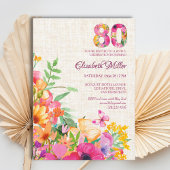 80 Jaar Bloemen Bloemlinnen 80ste Verjaardag Kaart