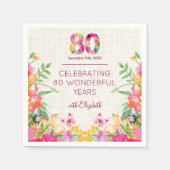 80 Jaar Bloemen Bloemlinnen 80ste Verjaardag Servet (Voorkant)