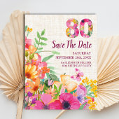 80 Jaar Bloemen Bloemstuk Linnen 80ste Verjaardag Aankondigingskaart