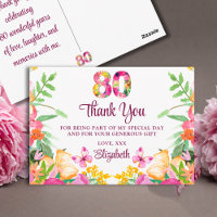 80 Jaar Bloemen Vlinder 80ste Verjaardag Bedankt