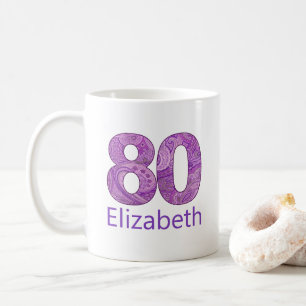 80 jaar cadeau paarse 80ste verjaardag gewoonte koffiemok