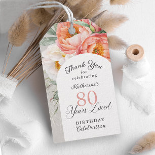 80 Jaar Geliefd Vrouwelijk Bloemig 80ste Verjaarda Cadeaulabel