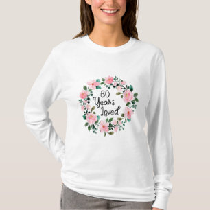 80 jaar geliefde Mannen Vrouwen 80 jaar oud Floral T-shirt
