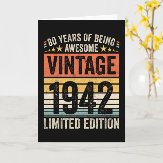 80 jaar Geweldige Vintage 1942 Kaart (Gele Bloem)