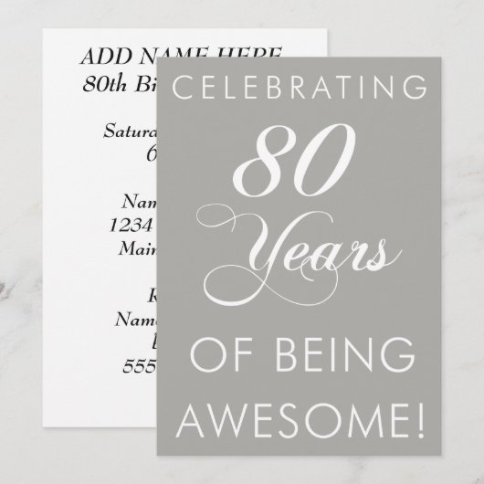 80 jaar Geweldige zijn is een feest Kaart (Voorkant / Achterkant)