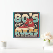 80 jaar kleuren schoenen retro vierkante klok (Huis)