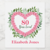 80 jaar met 80e verjaardag flaconetiket wijn etiket (Enkel label)