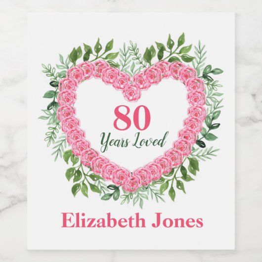 80 jaar met 80e verjaardag flaconetiket wijn etiket (Enkel label)