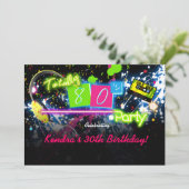 80 jaar Neon Paint Glow Party Invitation Kaart (Staand voorkant)