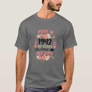 80 jaar oud 80e verjaardag, geboren in 1942, meisj t-shirt