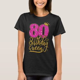 80 jaar oud 80e verjaardag koningin diamant kroonr t-shirt