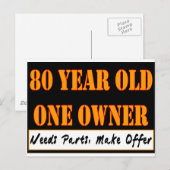 80 jaar oud, één eigenaar - heeft onderdelen nodig briefkaart (Voorkant / Achterkant)
