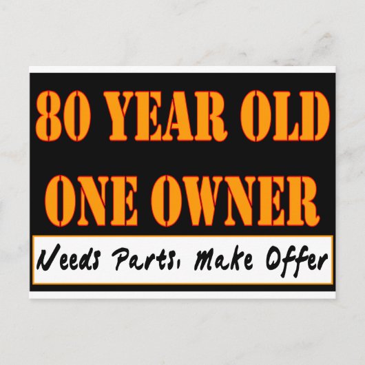 80 jaar oud, één eigenaar - heeft onderdelen nodig briefkaart (Voorkant)