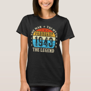 80 Jaar Oud Het Man Myth Legend Februari 1943 80th T-shirt