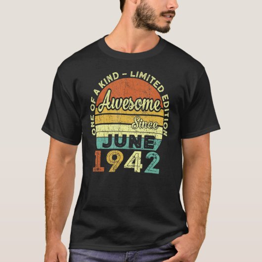 80 jaar oud juni 1942 80ste verjaardag t-shirt (Voorkant)