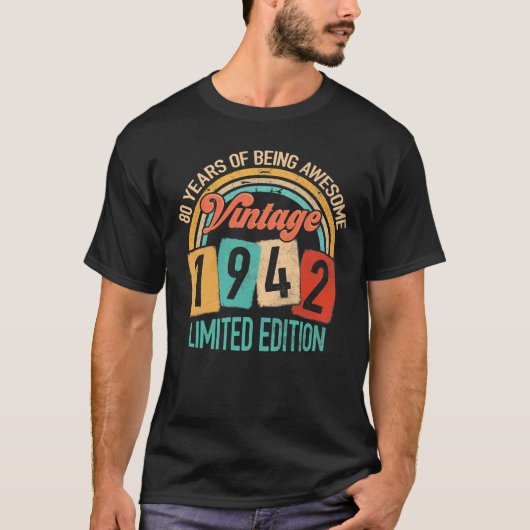 80 jaar oud van Geweldige in 1942 80e verjaardag T-shirt (Voorkant)