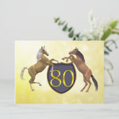 80 jaar oud verjaardagsfeest met paarden kaart (Staand voorkant)