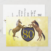 80 jaar oud verjaardagsfeest met paarden kaart (Voorkant / Achterkant)