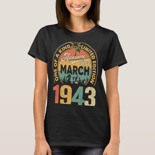 80 jaar oude 80e retro van 19 maart t-shirt (Voorkant)
