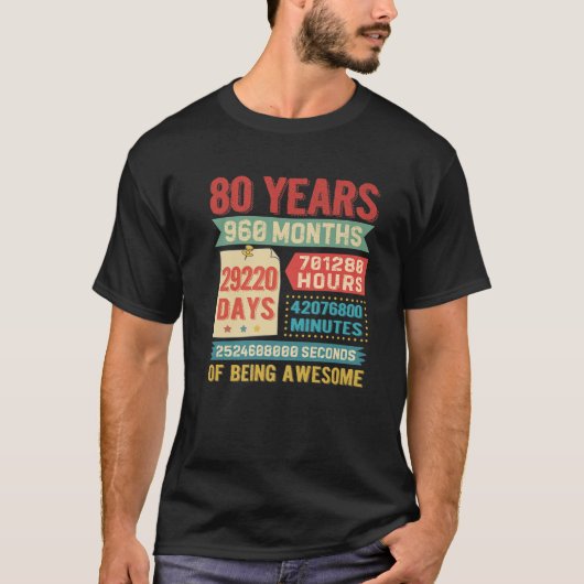 80 jaar oude 80e verjaardag droogte Bda T-shirt (Voorkant)