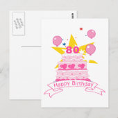 80 jaar oude Birthday Cake Briefkaart (Voorkant / Achterkant)
