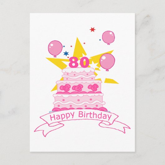 80 jaar oude Birthday Cake Briefkaart (Voorkant)