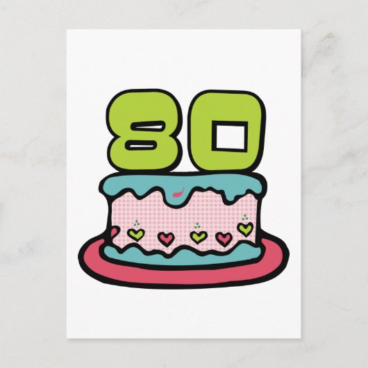 80 jaar oude Birthday Cake Briefkaart (Voorkant)