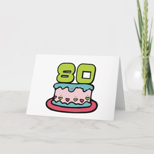 80 jaar oude Birthday Cake Kaart (Voorkant)