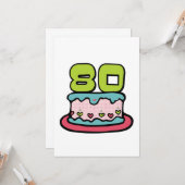 80 jaar oude Birthday Cake Kaart (Voorkant / Achterkant in situ)
