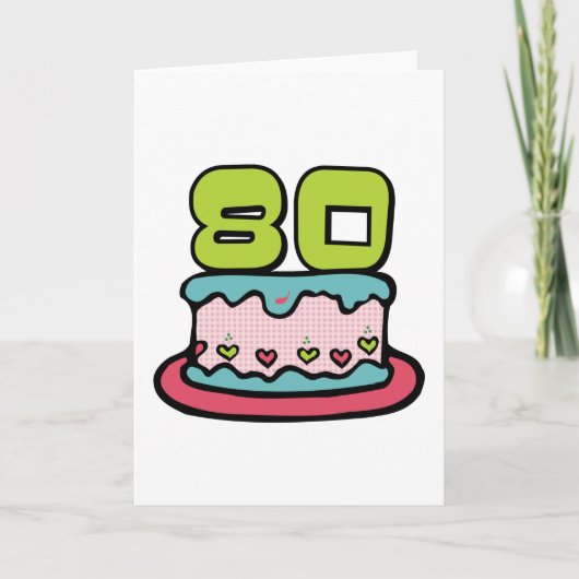 80 jaar oude Birthday Cake Kaart (Voorkant)