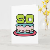 80 jaar oude Birthday Cake Kaart (Gele Bloem)