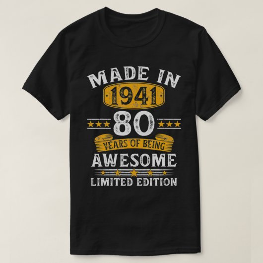 80 jaar oude cadeau gemaakt in 1941 beperkte uitga t-shirt (Design voorkant)