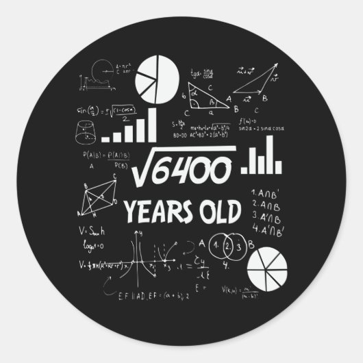 80 jaar oude dagelijkse Wiskunde leraar 80e verjaa Ronde Sticker (Voorkant)