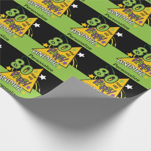 80 jaar oude dierdag cadeaupapier (Hoek)