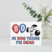 80 jaar oude hondenjaren design briefkaart (Staand voorkant)