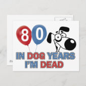 80 jaar oude hondenjaren design briefkaart (Voorkant / Achterkant)
