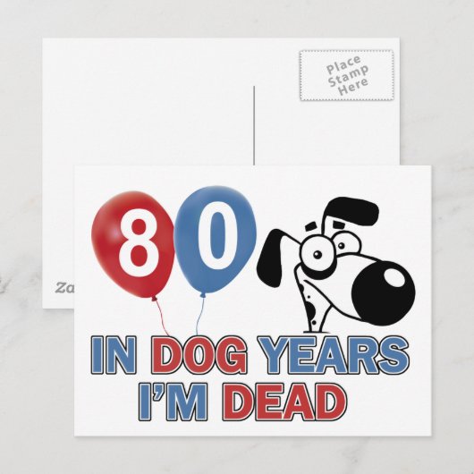 80 jaar oude hondenjaren design briefkaart (Voorkant / Achterkant)