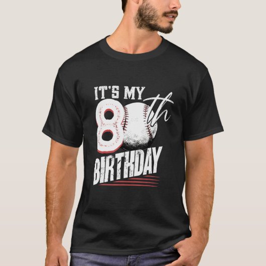 80 jaar oude honkbal 80ste verjaardag t-shirt (Voorkant)