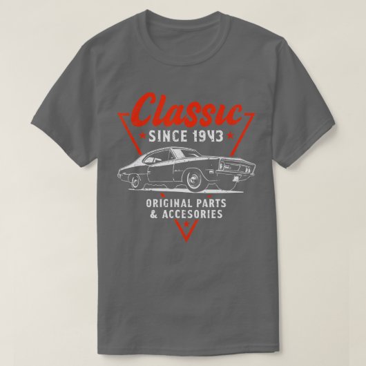 80 jaar oude klassieke auto 1943 80th Birthday T-shirt (Design voorkant)