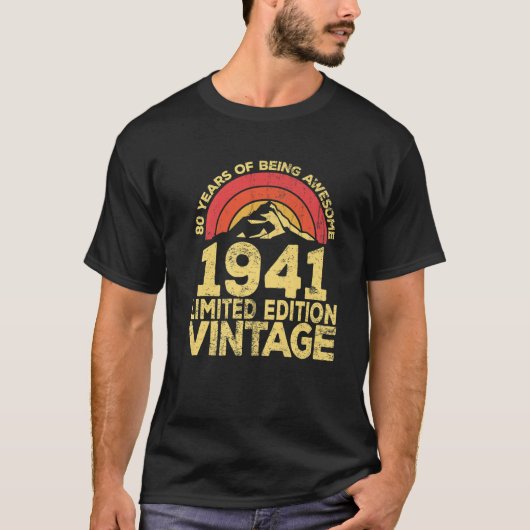 80 jaar oude ledennaire retro  Geweldige geboorte T-shirt (Voorkant)