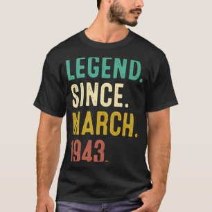 80 jaar oude leggende sinds maart 1943 80ste geboo t-shirt