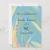 80 jaar oude Pastel Blue Birthday Party Invite Kaart (Voorkant)