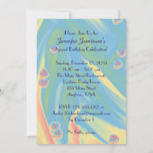 80 jaar oude Pastel Blue Birthday Party Invite Kaart (Achterkant)